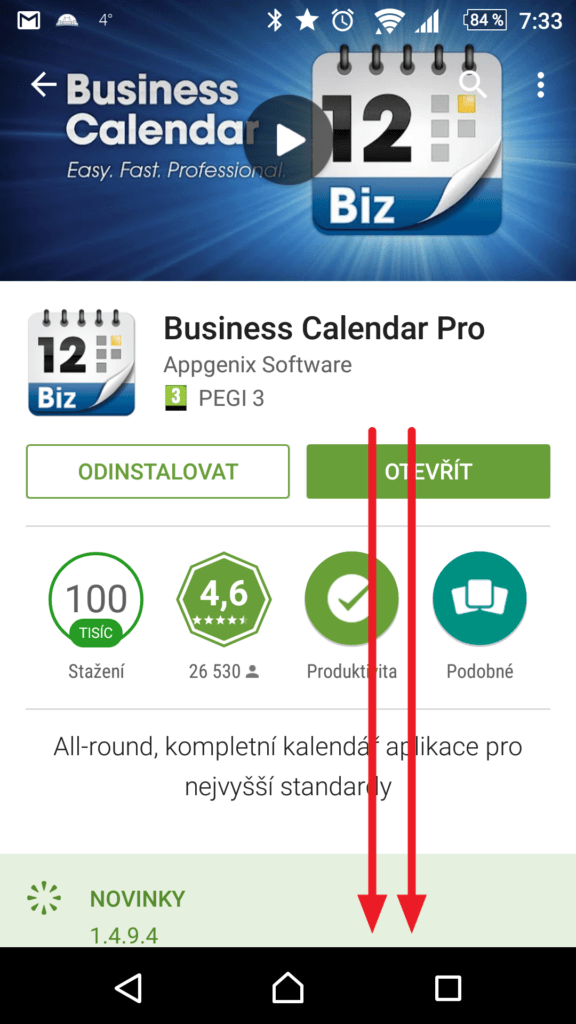 Odrolujte na konec stránky aplikace