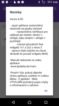 Seznam provedených změn