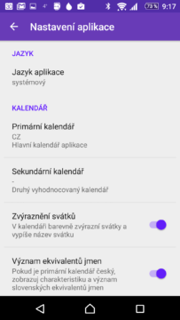 Možnosti nastavení aplikace