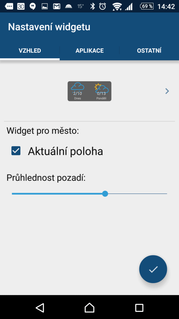Nastavení widgetů In-Počasí