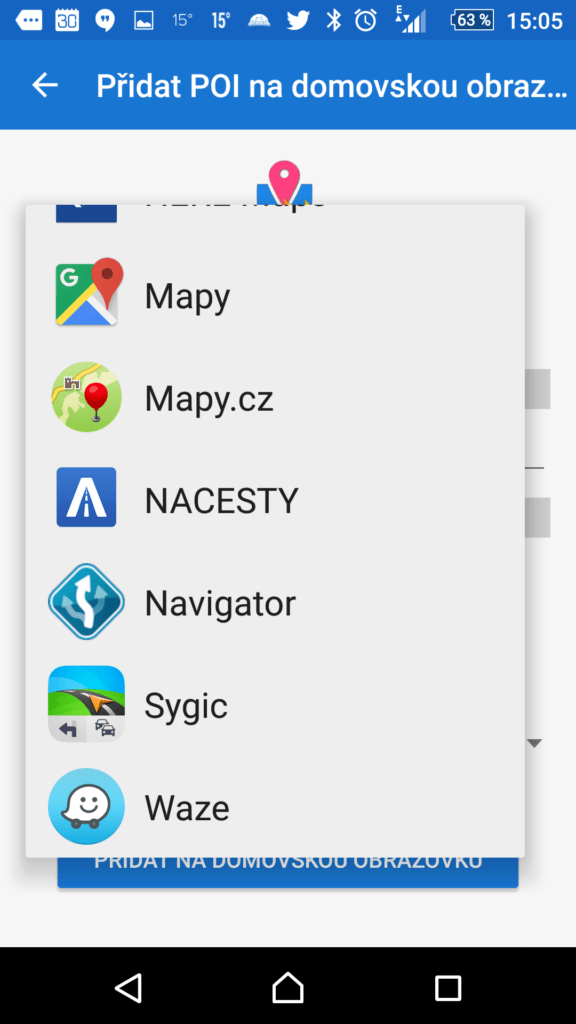 Výběr navigace