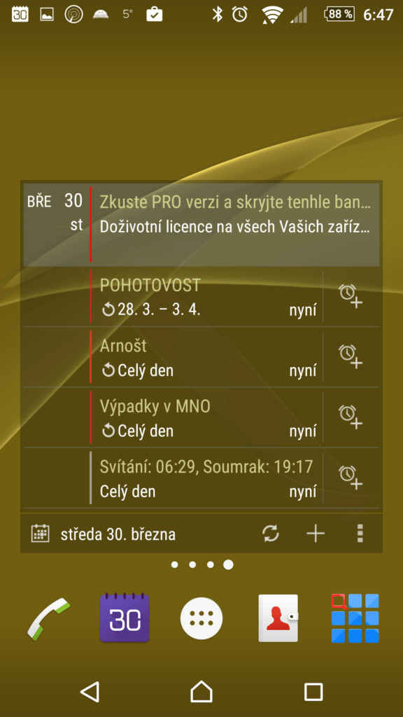 Kalendář Widget