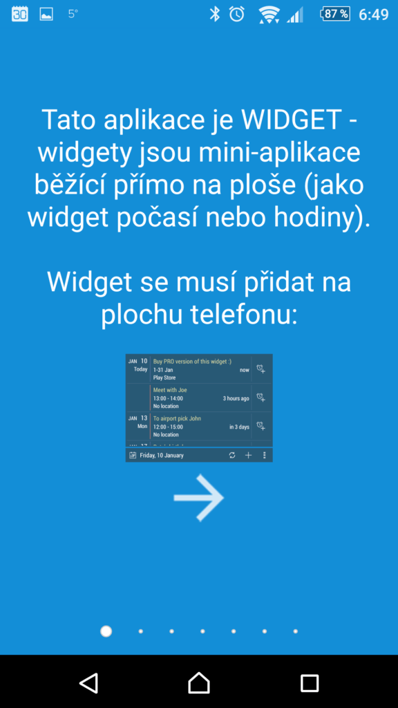 Kalendář Widget