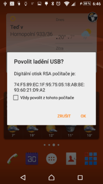 Povolení ladění USB