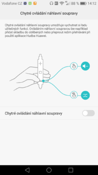 Huawei Mate 8 ovládání náhlavní soupravy