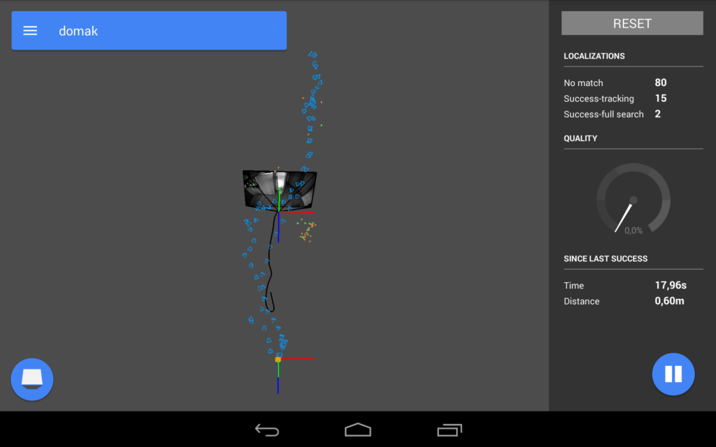 Project Tango Explorer zaměření místnosti 1