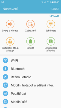 Samsung Galaxy S7 nastavení