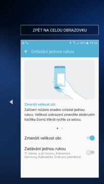 Samsung Galaxy S7 okno aplikace
