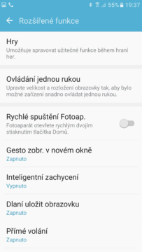 Samsung Galaxy S7 rozšířené funkce