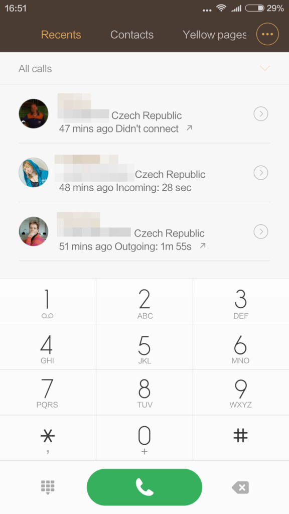 Xiaomi Mi4S dialer