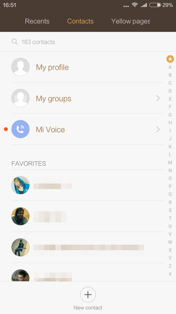 Xiaomi Mi4S kontakty