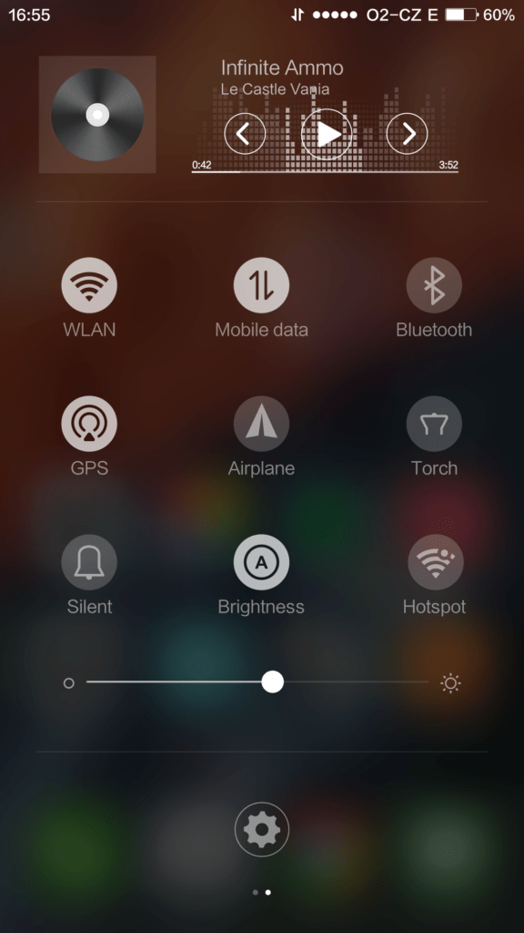 Xiaomi Mi4S stažená roletka s přepínači
