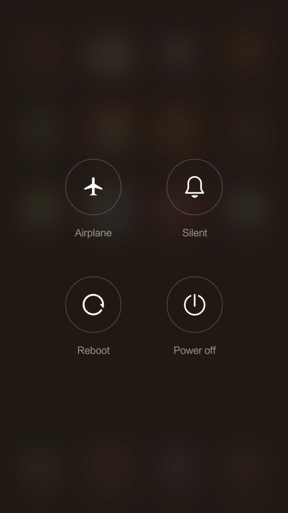 Xiaomi Mi4S vypínací nabídka