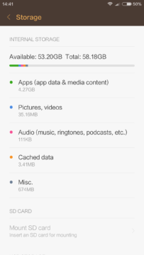 Xiaomi Mi4S – úložiště