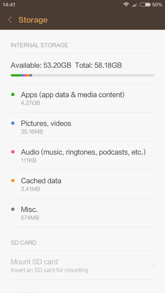 Xiaomi Mi4S úložiště