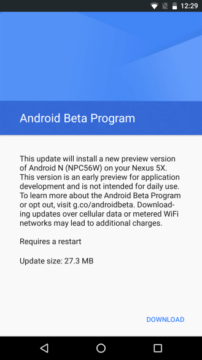 Android N dostal svou první OTA aktualizaci