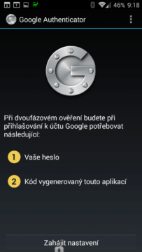 Dvoufázové ověření aplikací Google Authenticator