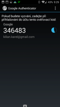 Dvoufázové ověření aplikací Google Authenticator