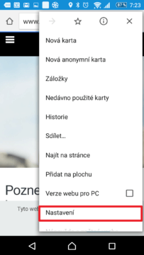 Sekce Nastavení