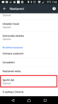 Sekce Spořič dat