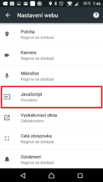 Položka Javascript