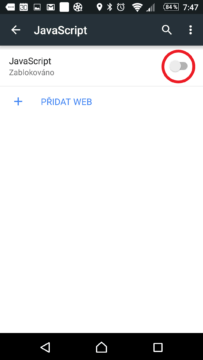Zakázaný Javascript