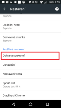 Sekce Ochrana soukromí