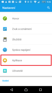 Sekce Aplikace