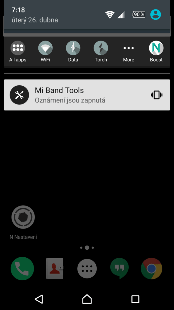 Přepínače v oznamovací liště