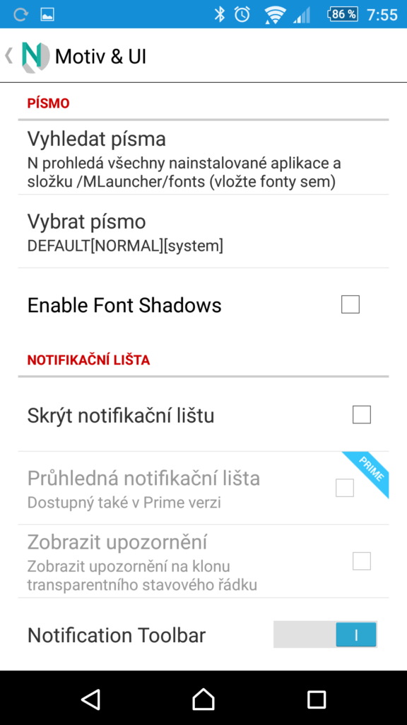 Nastavení motivu launcheru