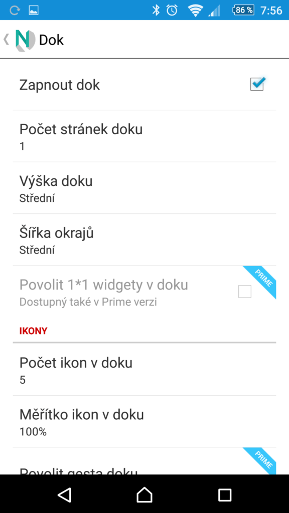Nastavení doku