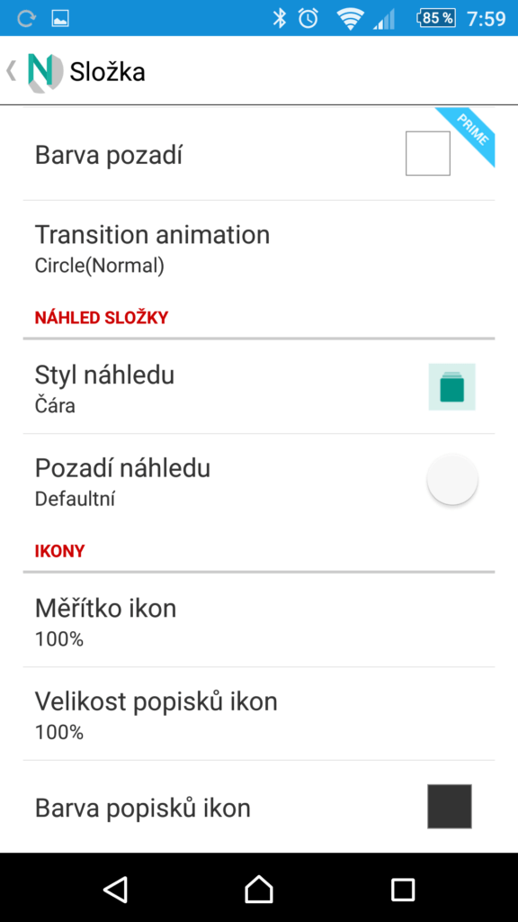 Nastavení složek