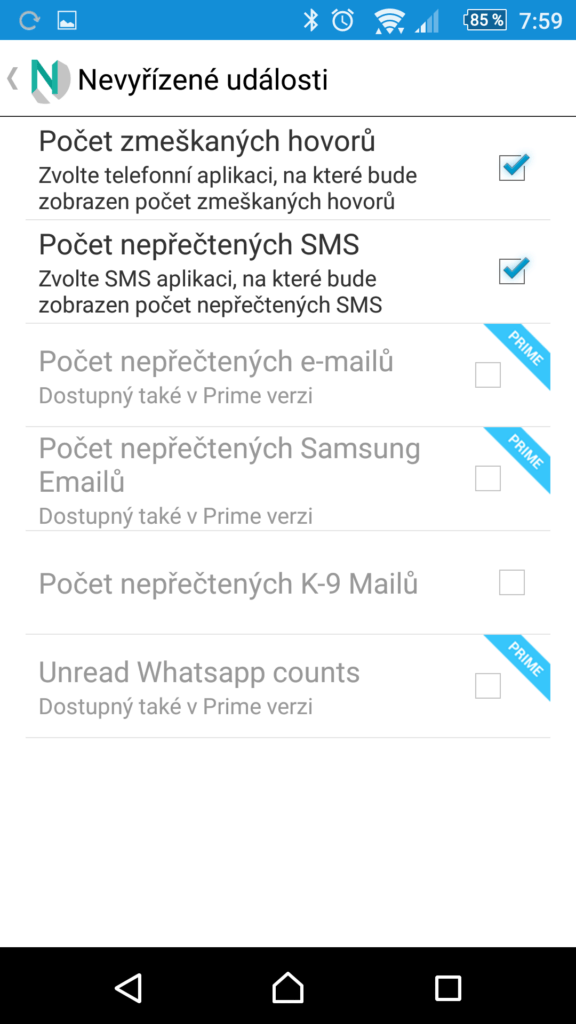 Nastavení nevyřízených událostí