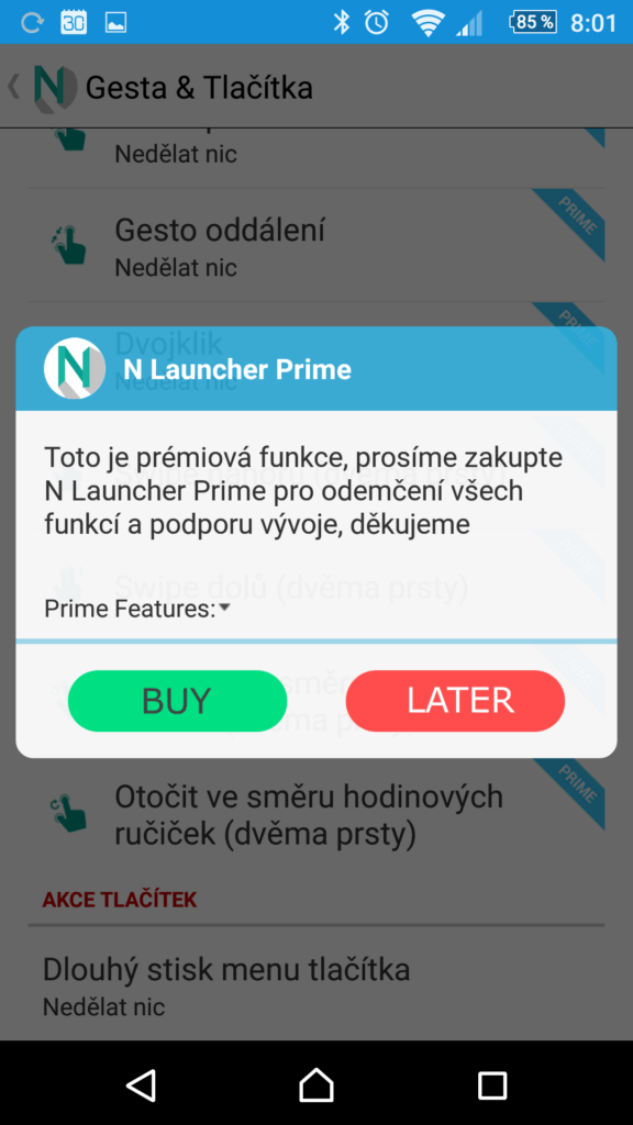 Klič k odemknutí plné verze Prime