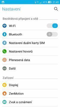 Asus Zenfone Max nastavení