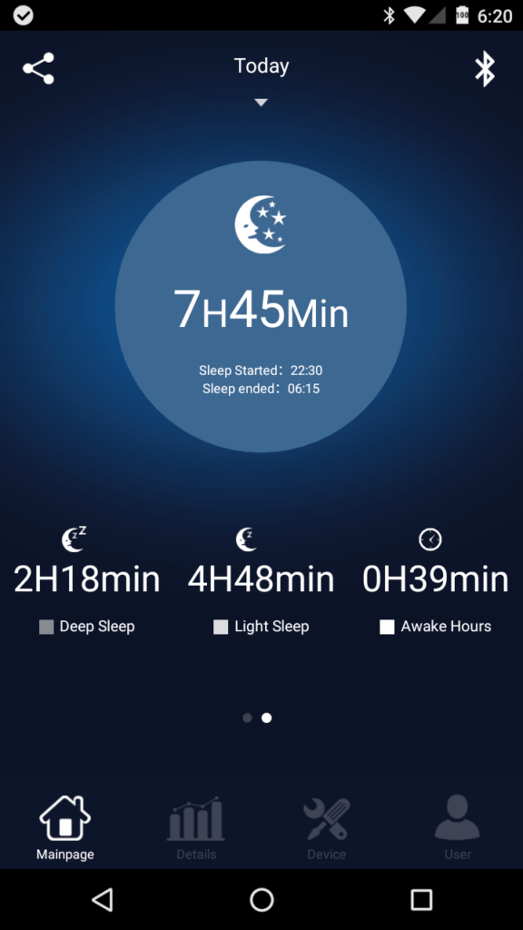 Elephone W2 aplikace měření spánku