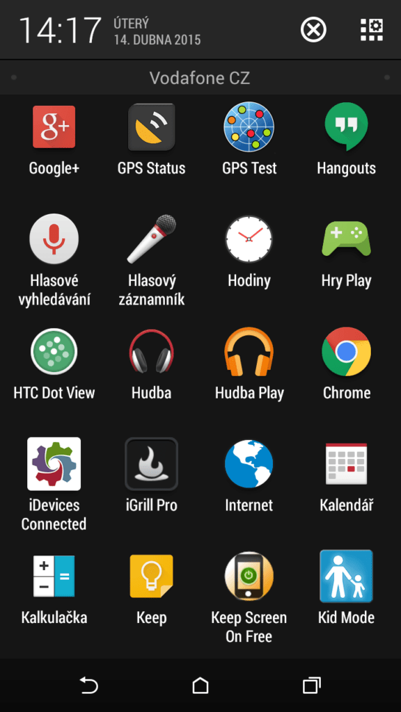 HTC Desire 820 menu aplikací