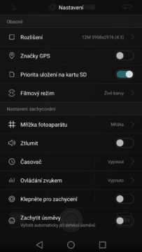 Huawei P9 nastavení fotoaparátu