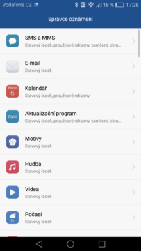 Huawei P9 správce oznámení 1
