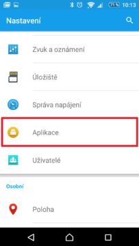 Sekce Aplikace