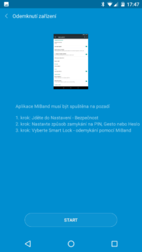 Xiaomi MiBand 1S - automatické odemknutí zařízení