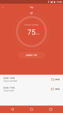 Xiaomi MiBand 1S – druhé meření tepu