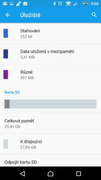 Interní úložiště testovaného telefonu