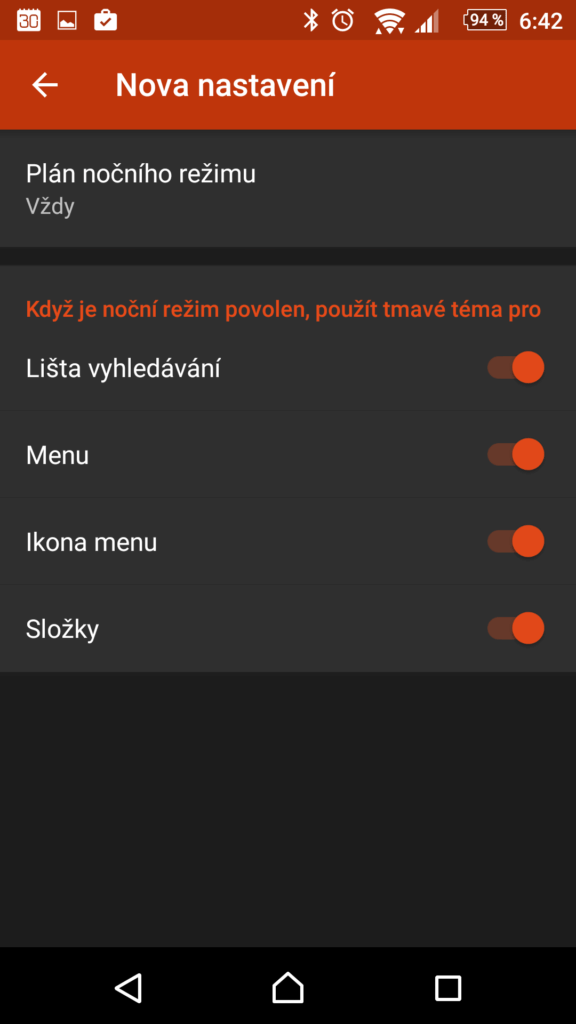 Nova Launcher 4.3 s nočním režimem