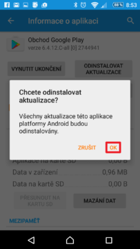 Potvrdit odinstalaci aktualizací