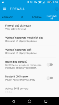 Nastavení firewallu