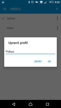 Přejmenování profilu