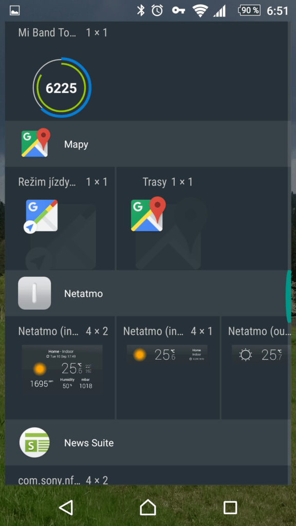 Widget režimu jízdy