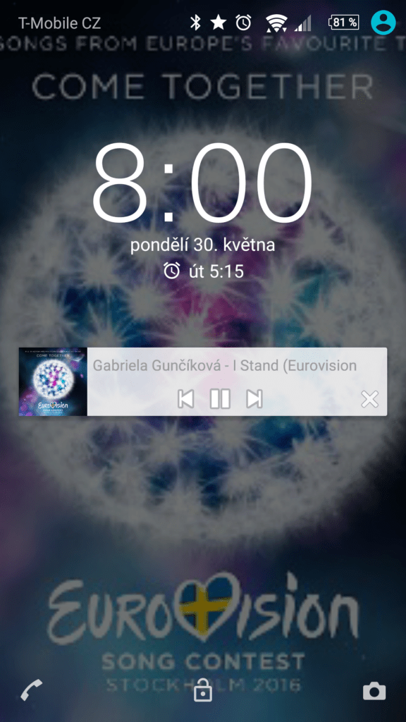 Ovládání na odemykací obrazovce