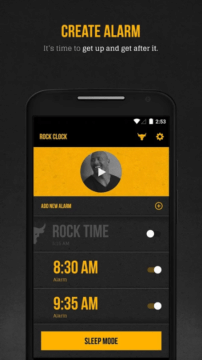 Dwayne Johnson app – vytvoření alarmu